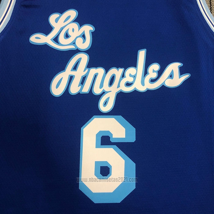 Camiseta Los Angeles Lakers LeBron James #6 Hardwood Classic 2021-2022 Azul